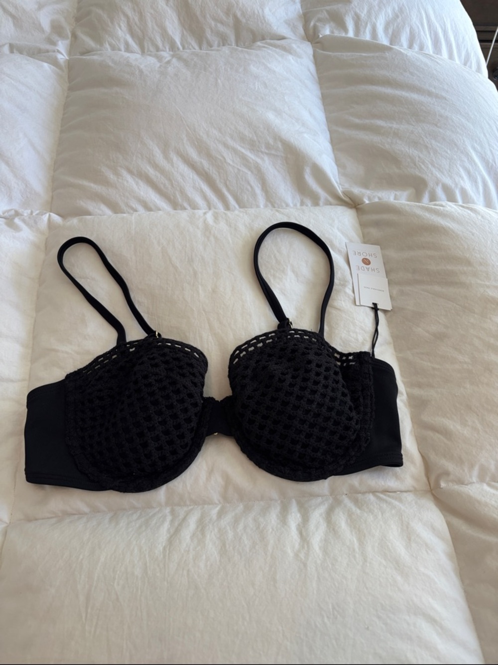 Shade & Shore Black Crochet Underwire Bra with Adjustable Straps